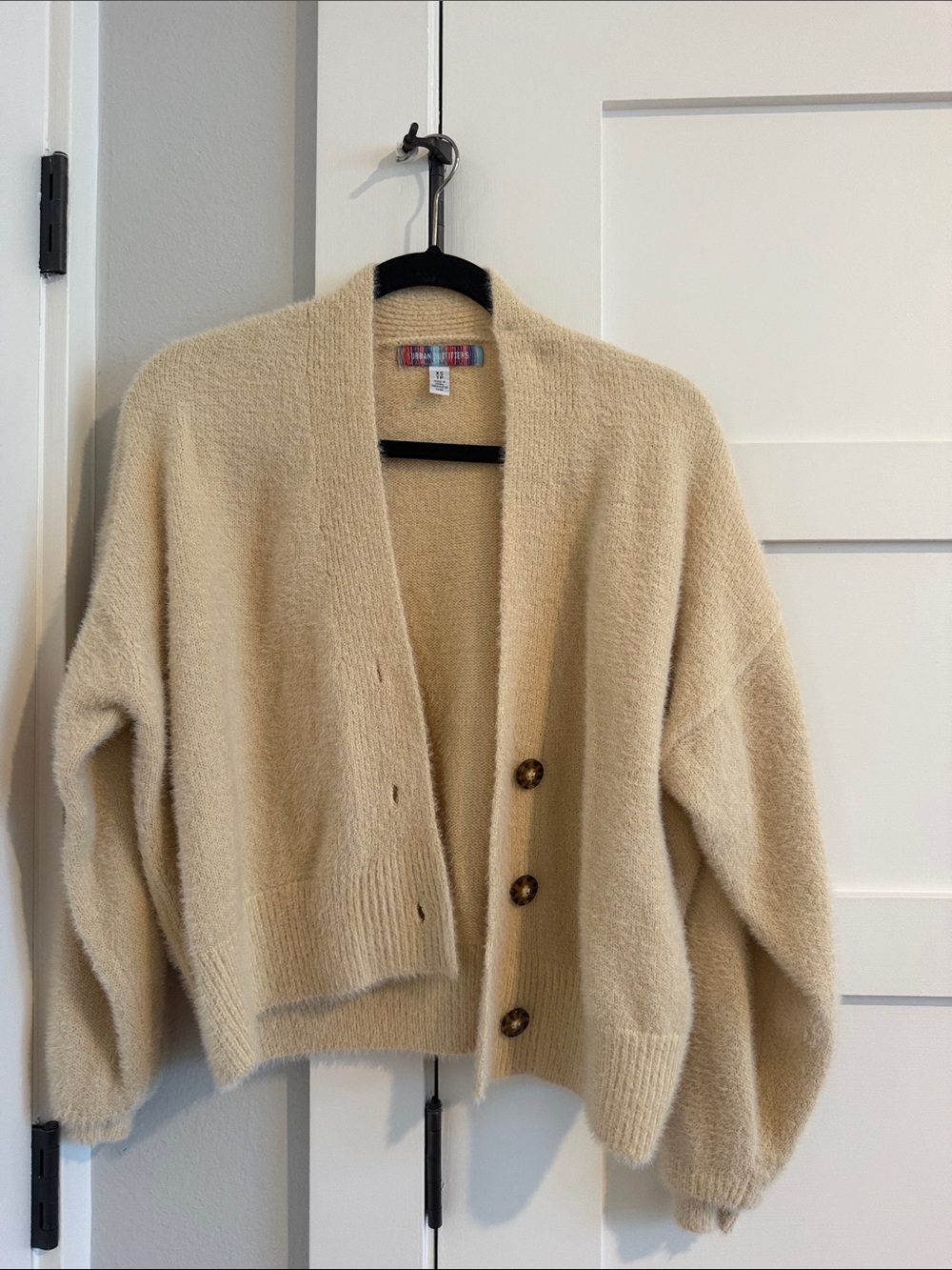 Urban Outfitters Cream Button-Front Cozy Cardigan
